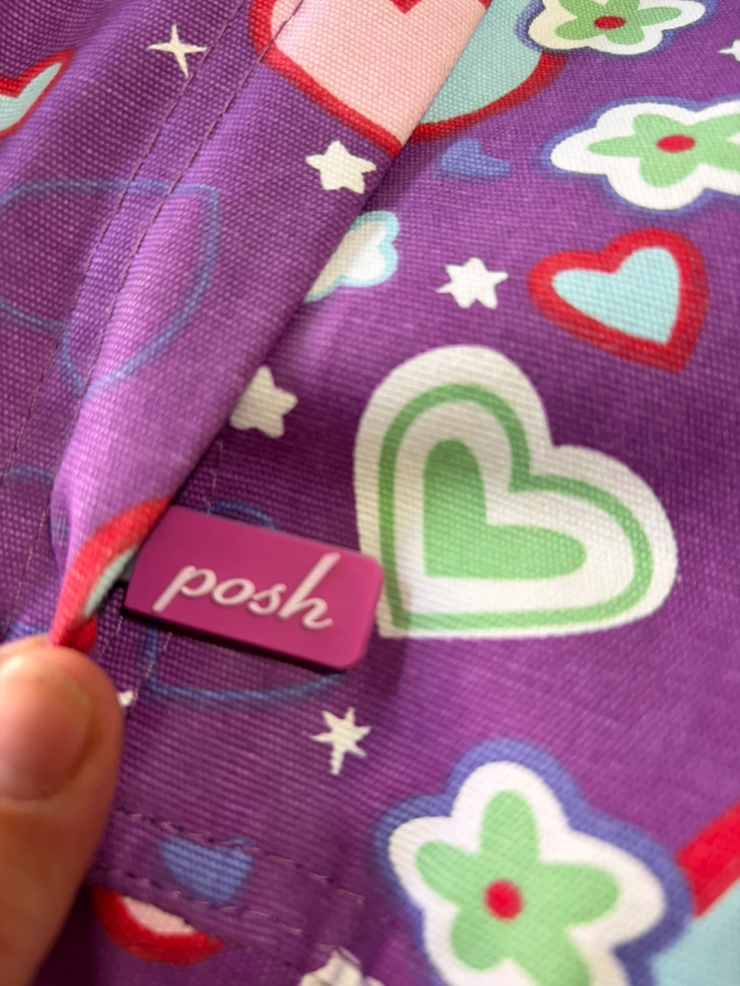 Posh Purple Heart Print Cotton Bean Bag Chair - photo 2