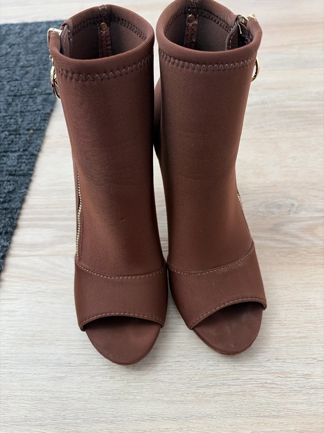 Guess Brown Open-Toe Ankle Boots