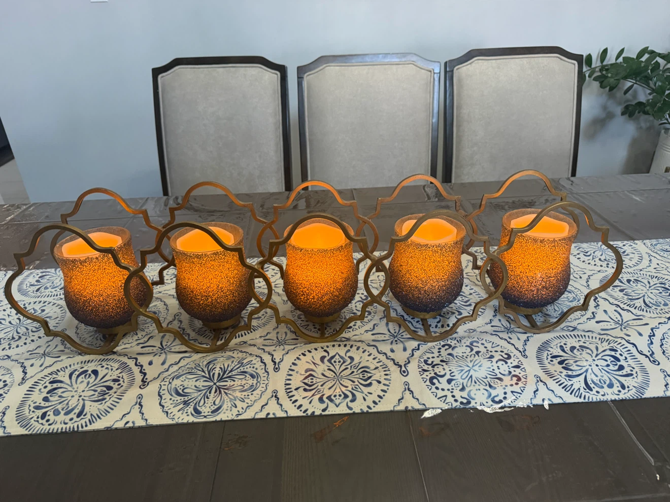 Five-piece metal and glass candle holder set - photo 3