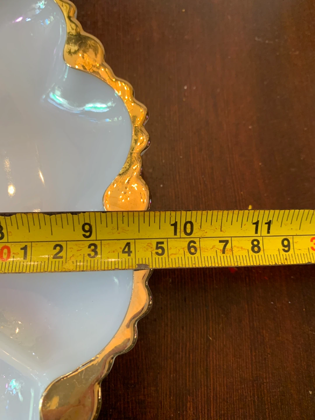 Vintage Milk Glass 3-Section Divided Dish with Gold Trim. - photo 2