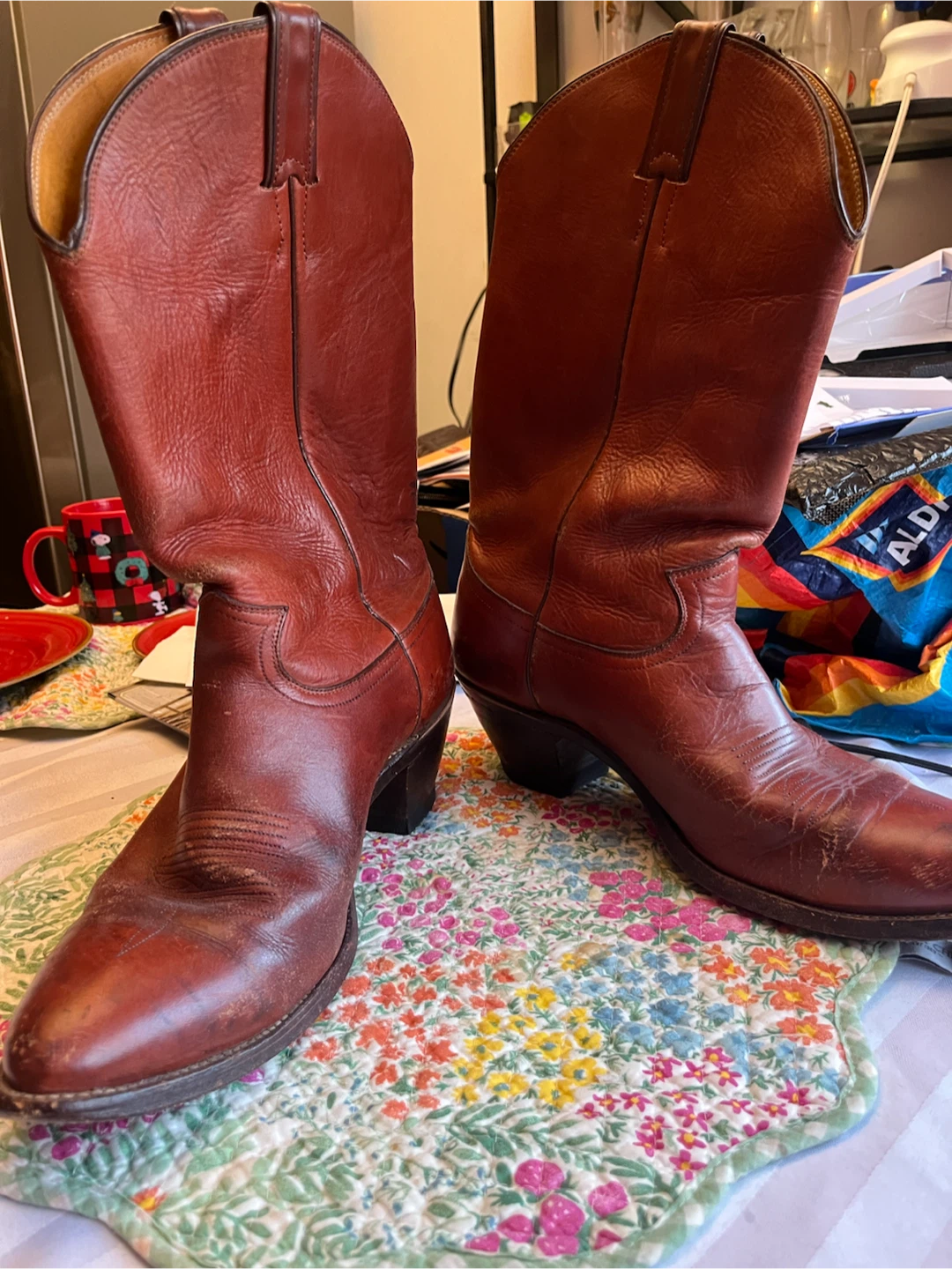 Vintage Brown Leather Cowboy Boots
