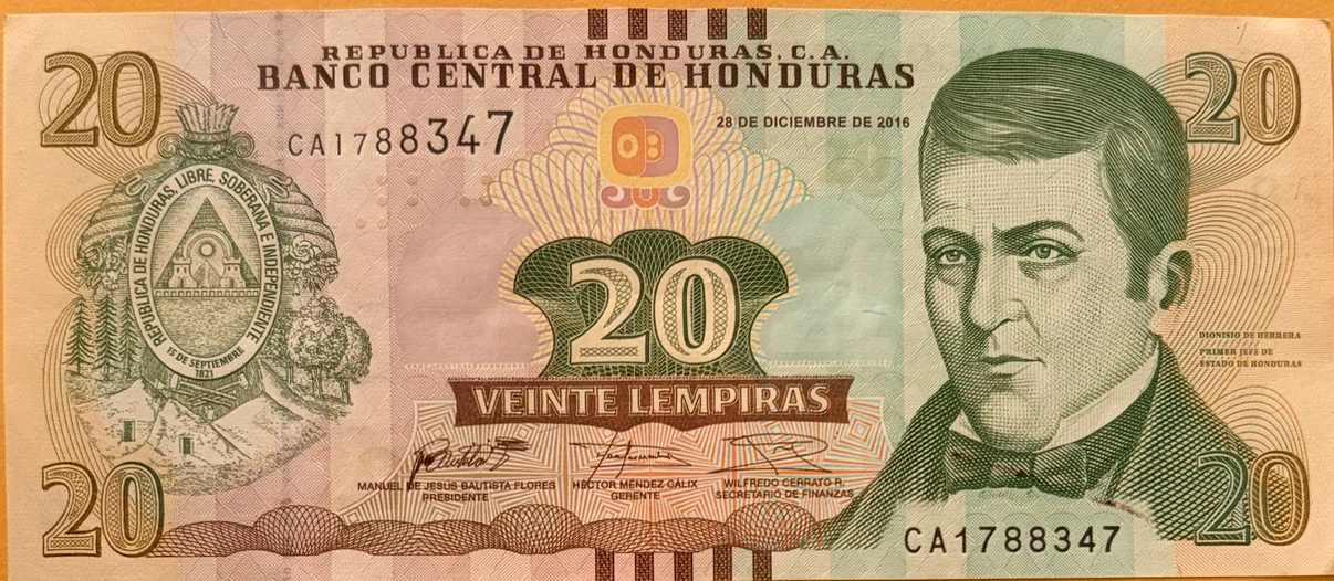 Honduras 20 Lempiras Banknote