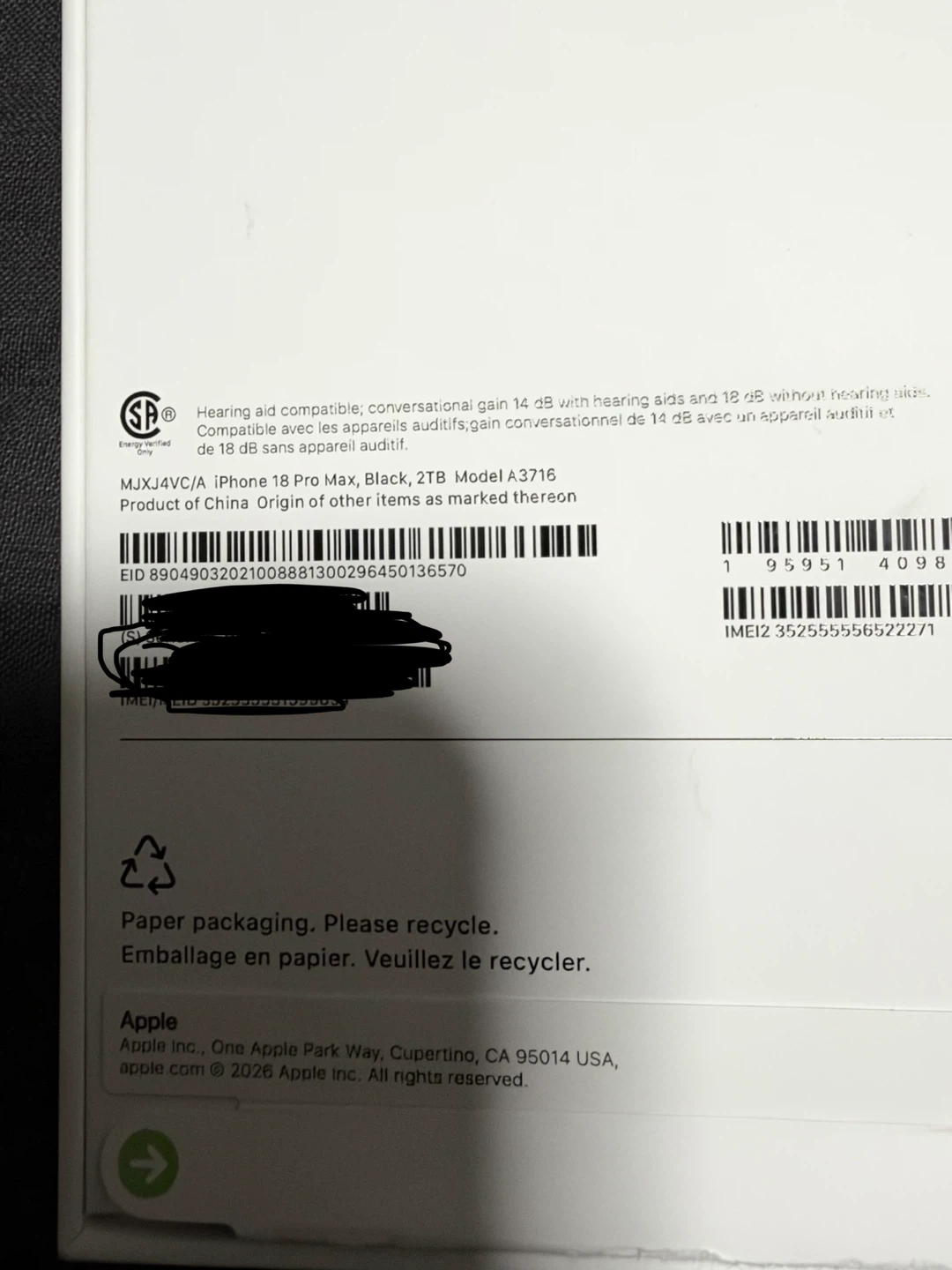 Apple iPhone 18 Pro Max 2TB Black