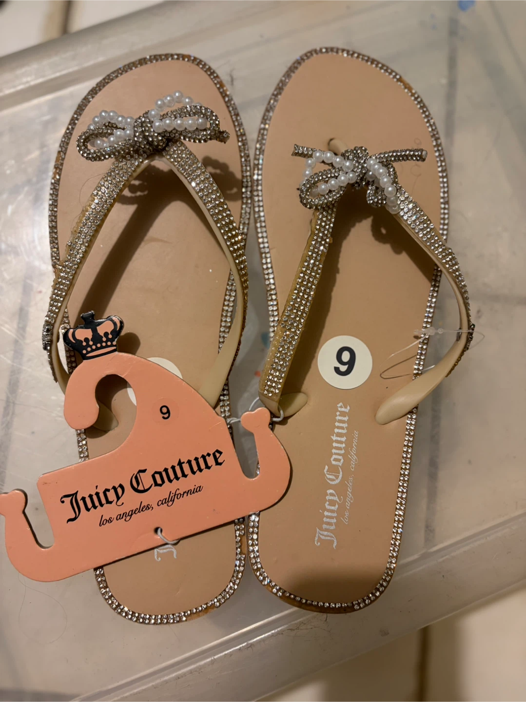 Juicy Couture Rhinestone Flip Flops Size 9