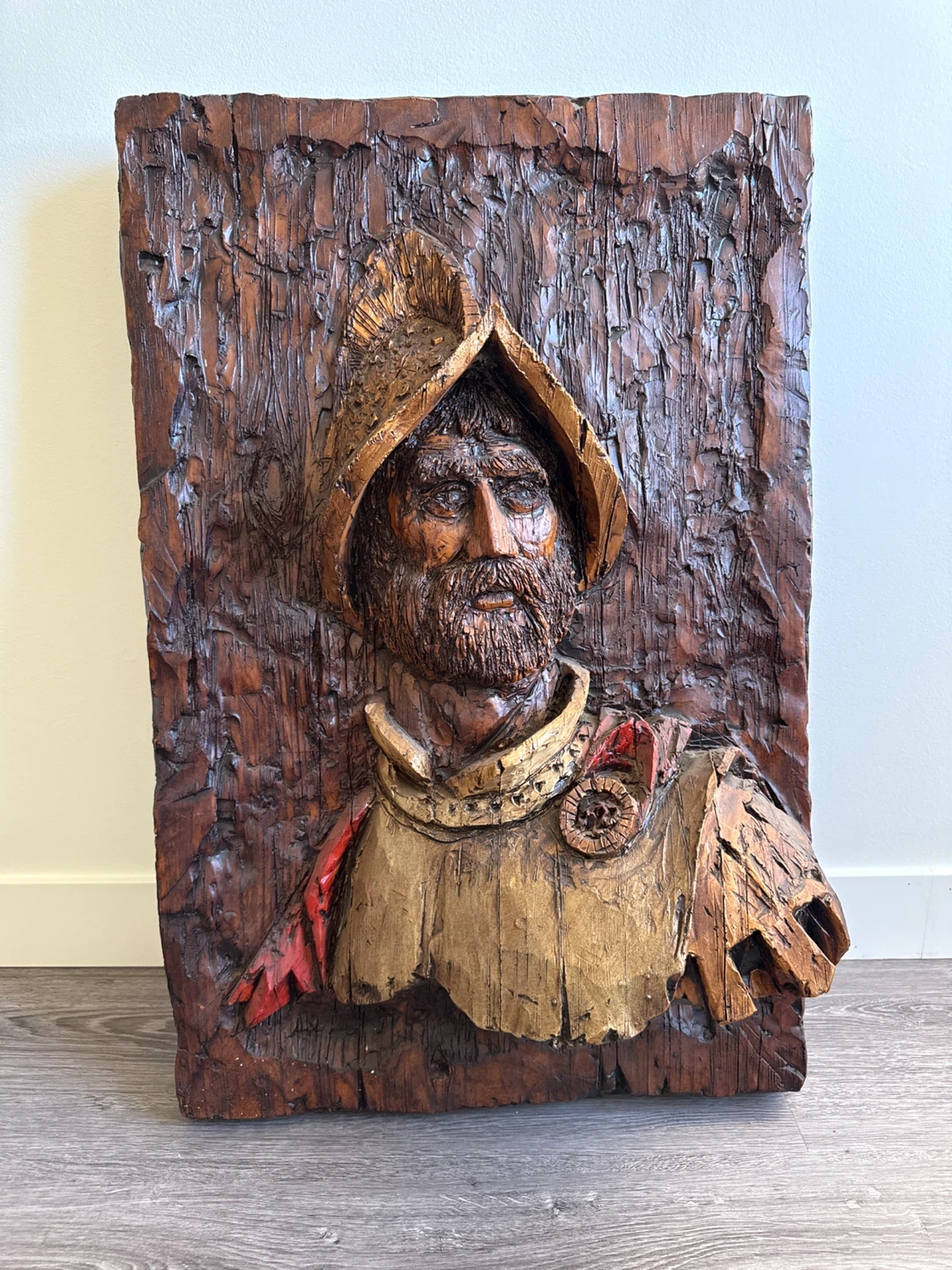 1967 Vanguard Studios Conquistador 3D Wood Carving Wall Art
