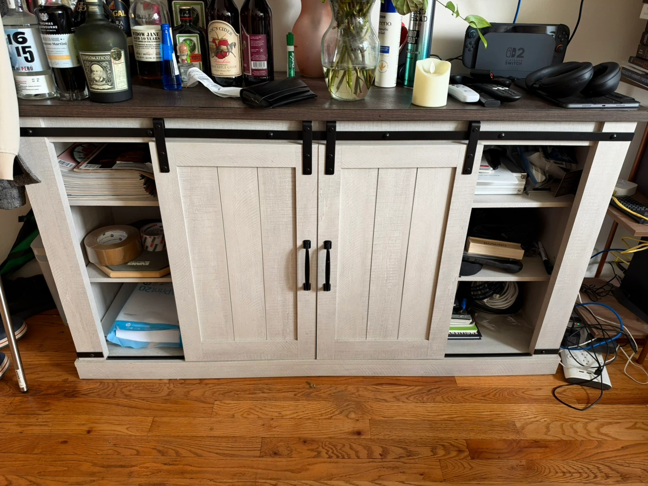 Farmhouse Sliding Barn Door TV Stand