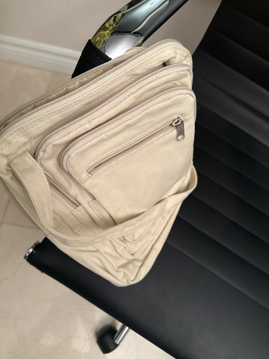 Cream Canvas Crossbody Bag - photo 3