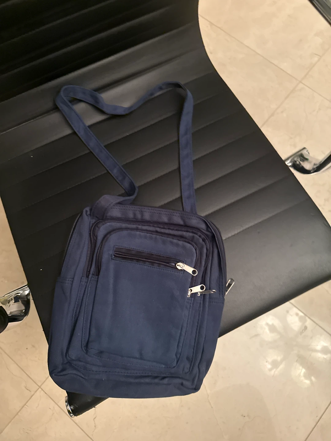 Blue Canvas Crossbody Bag
