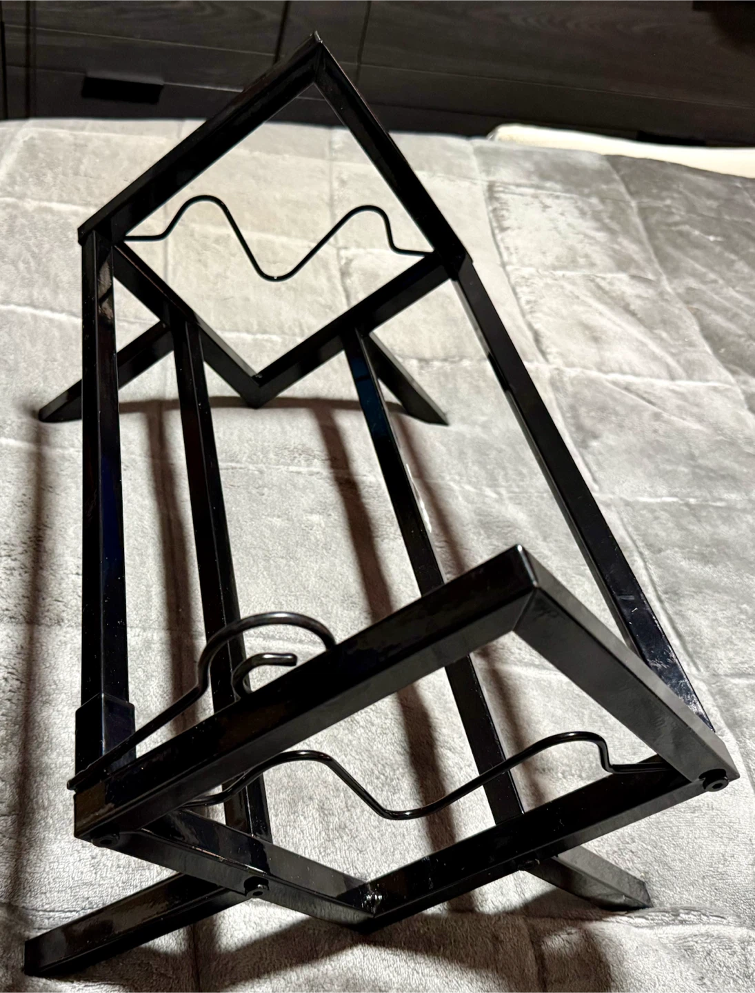 Black metal record rack