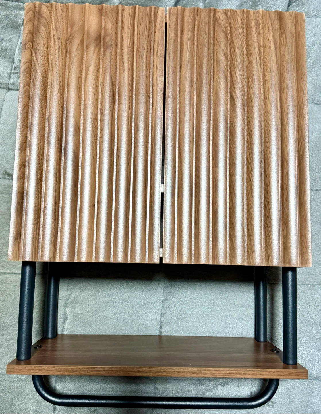 Wall-Mounted Fluted Wood Cabinet with Shelf - photo 2