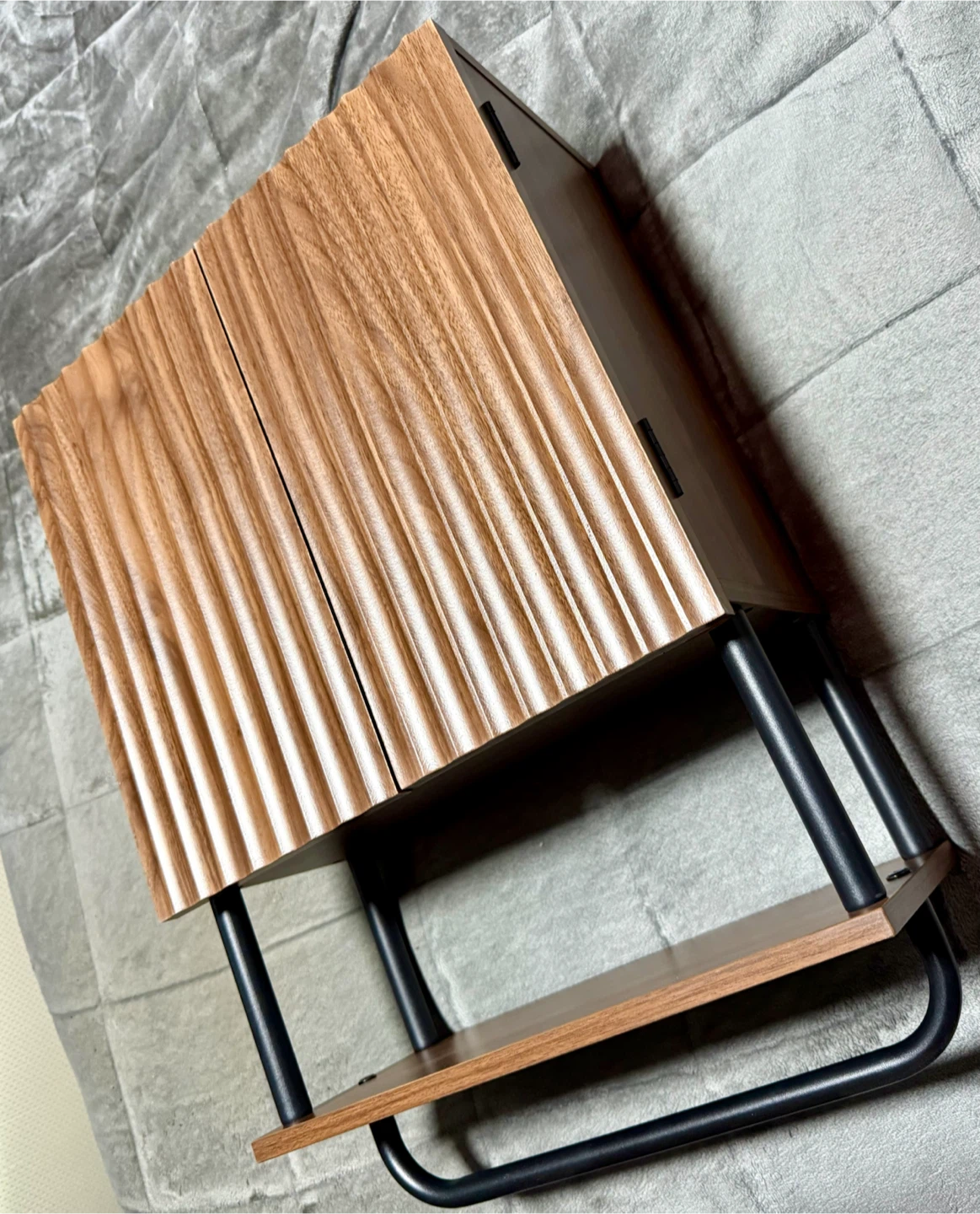 Wall-Mounted Fluted Wood Cabinet with Shelf - photo 3