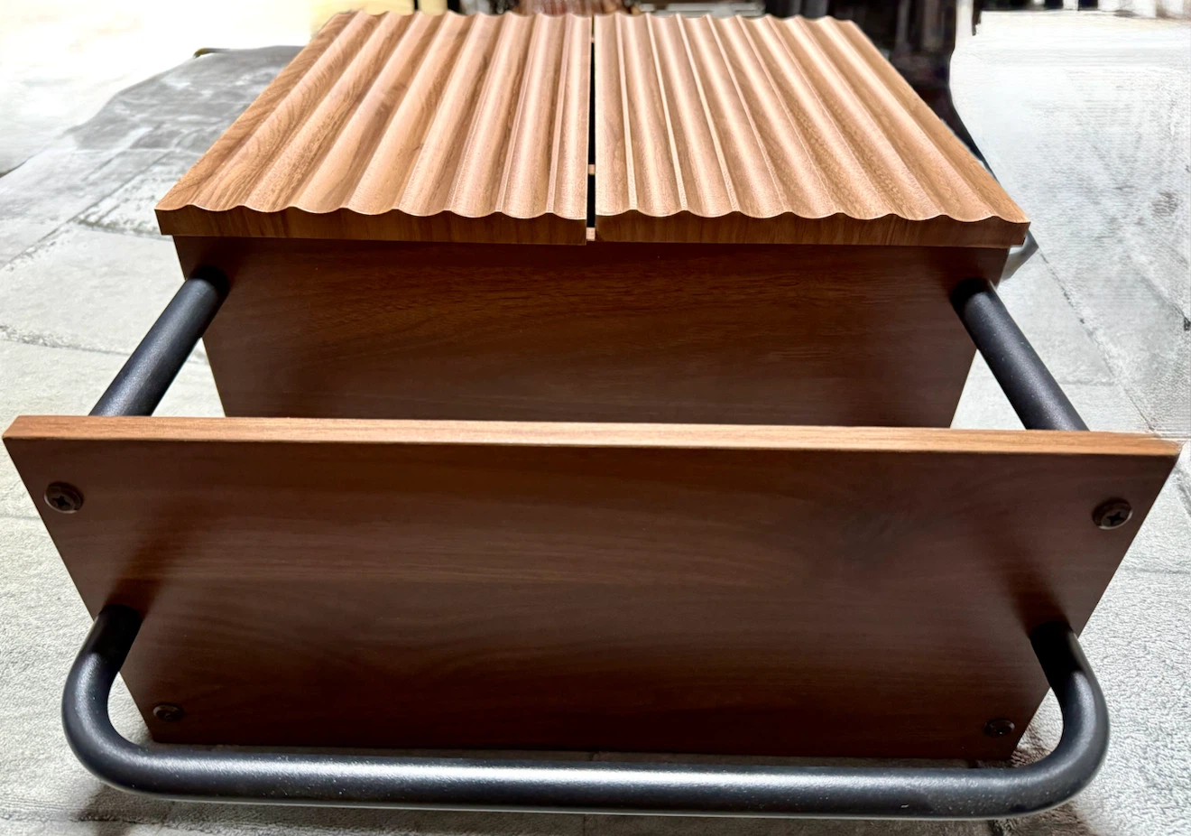Wall-Mounted Fluted Wood Cabinet with Shelf - photo 4
