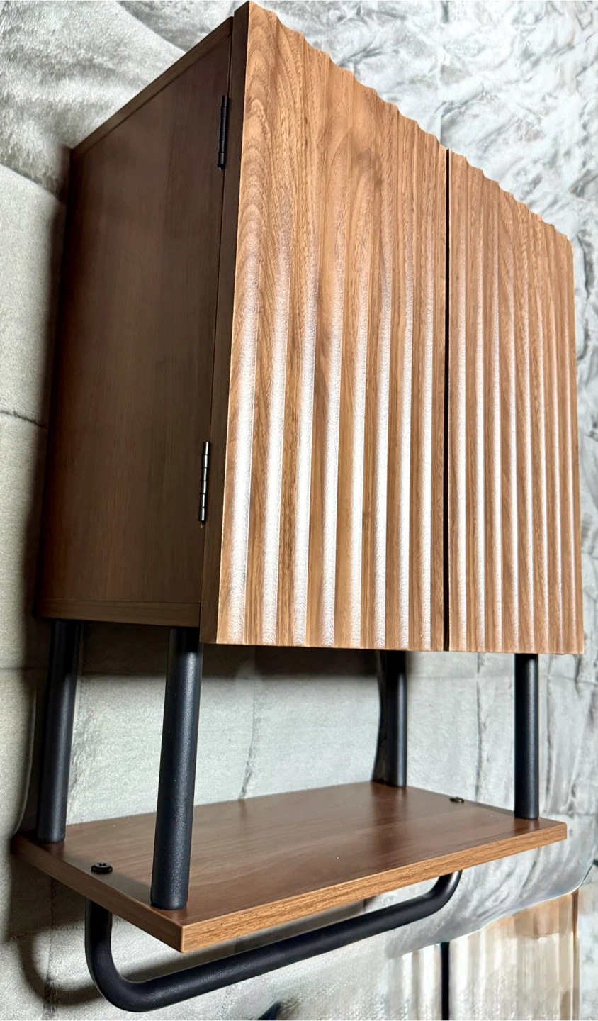 Wall-Mounted Fluted Wood Cabinet with Shelf - photo 5
