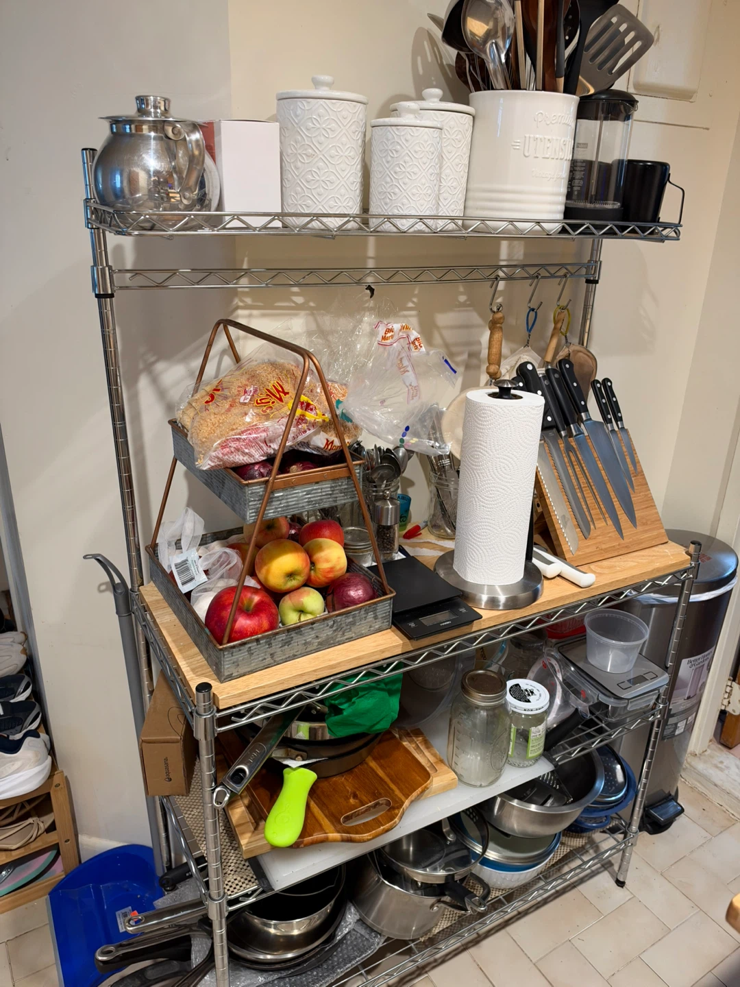 Two-Tier Galvanized Metal and Copper Kitchen Tray