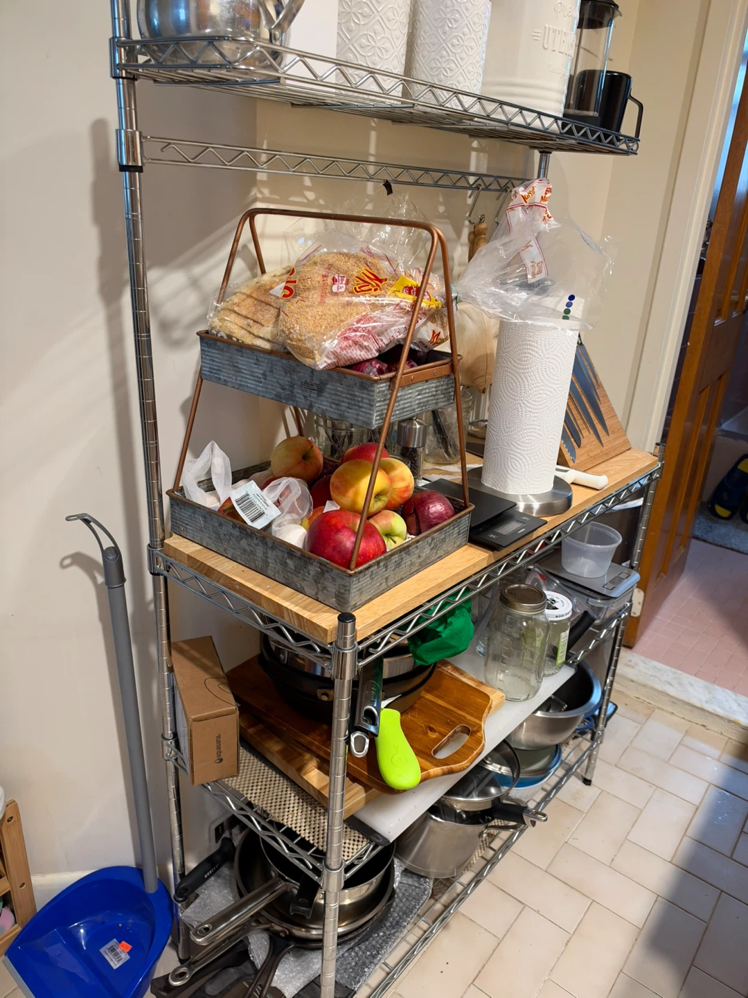 Two-Tier Galvanized Metal and Copper Kitchen Tray - photo 2