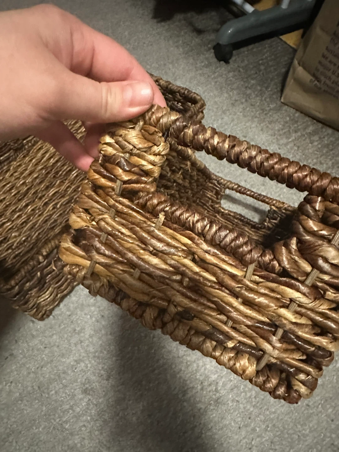 Set of Two Wooden Storage Baskets