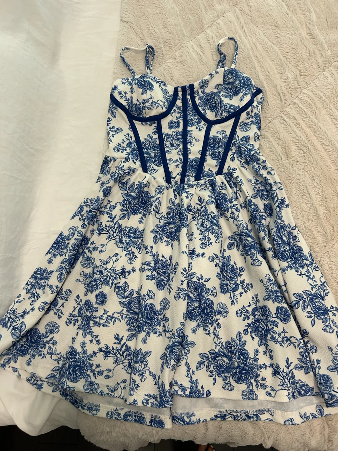 Blue and White Floral Dress