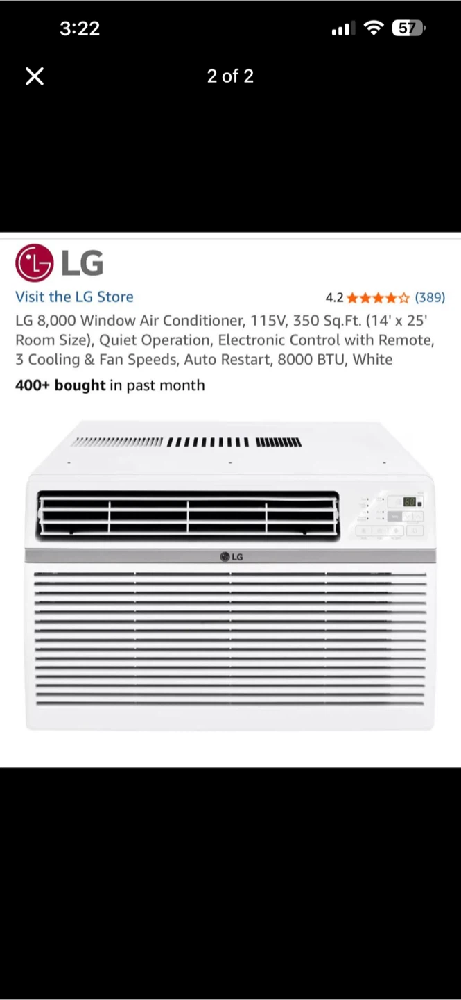 LG 8,000 BTU Window Air Conditioner - photo 2