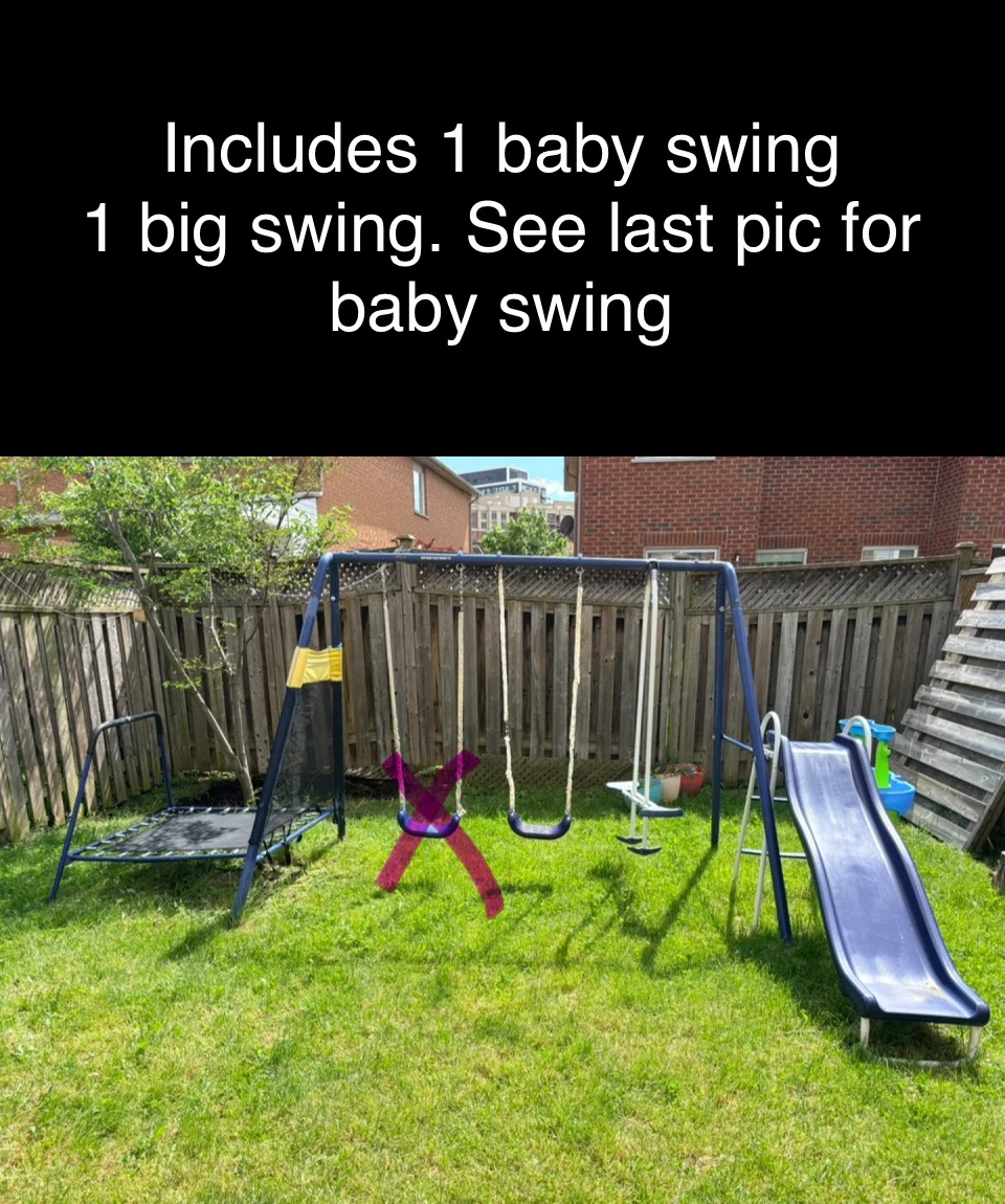 Outdoor Metal Swing Set with Slide and Trampoline - photo 5