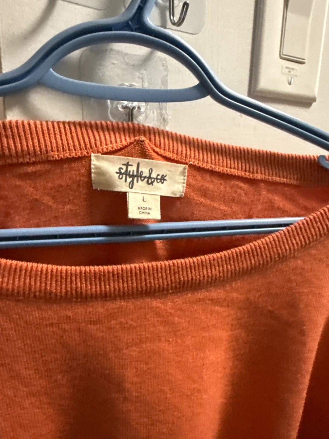 Style & Co. Orange Sweater with Animal Print Sleeves - photo 2