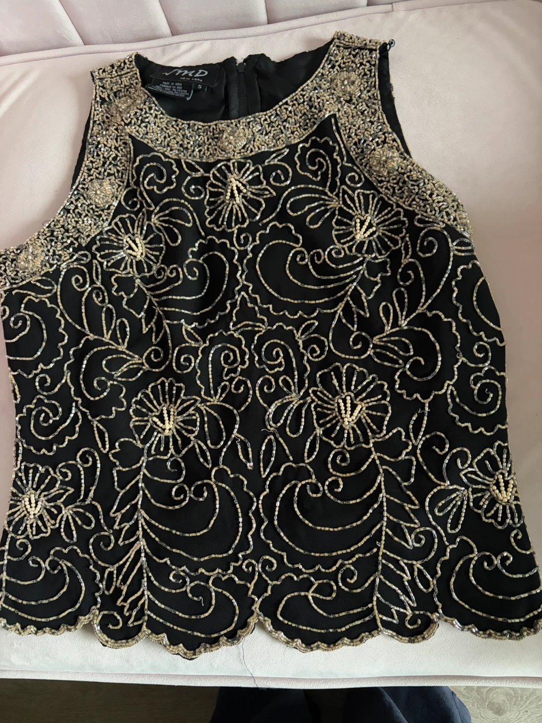 VMD New York Beaded Black Sleeveless Top