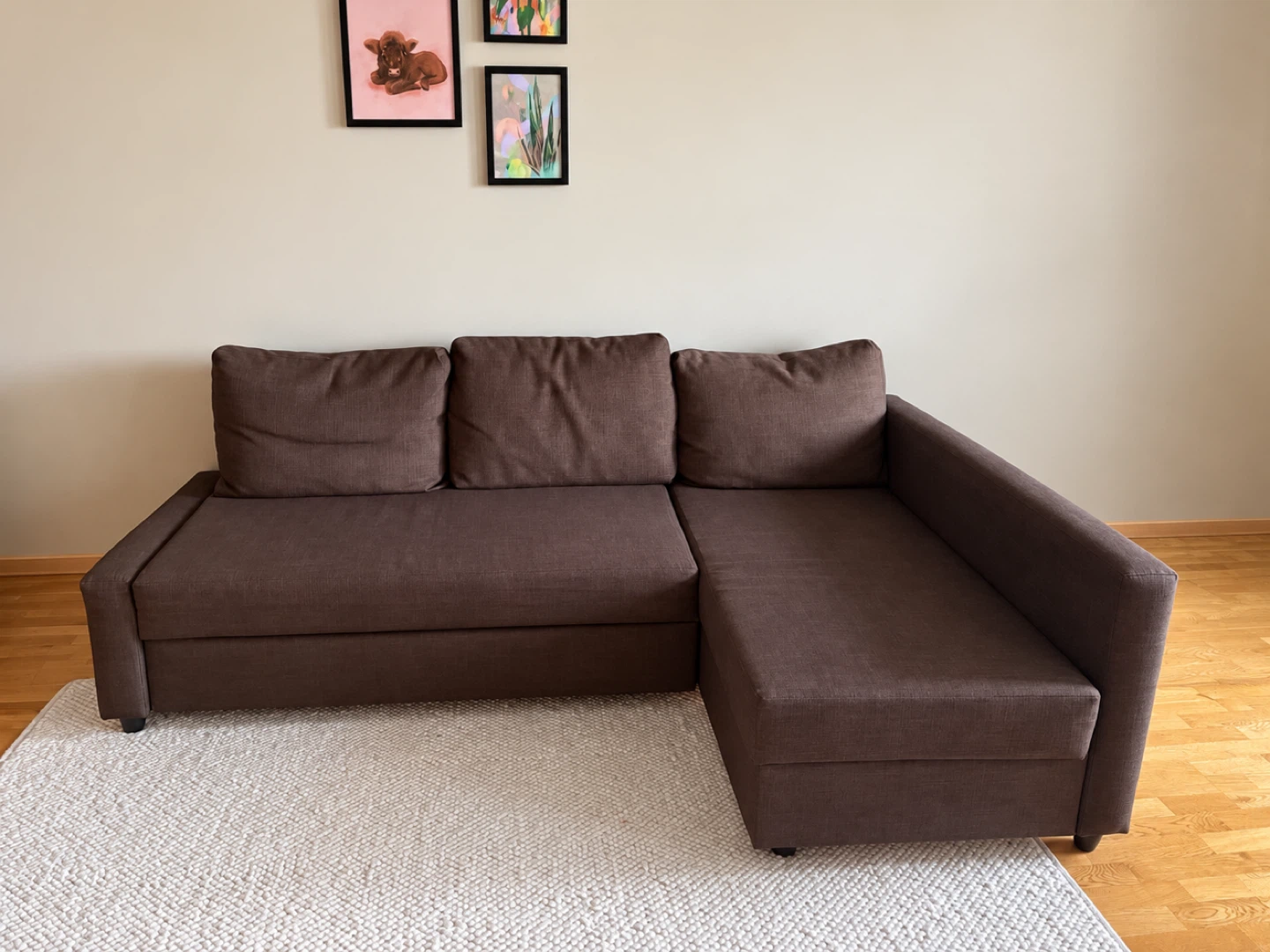 Free delivery  Brown Sectional Sofa Bed with Storage