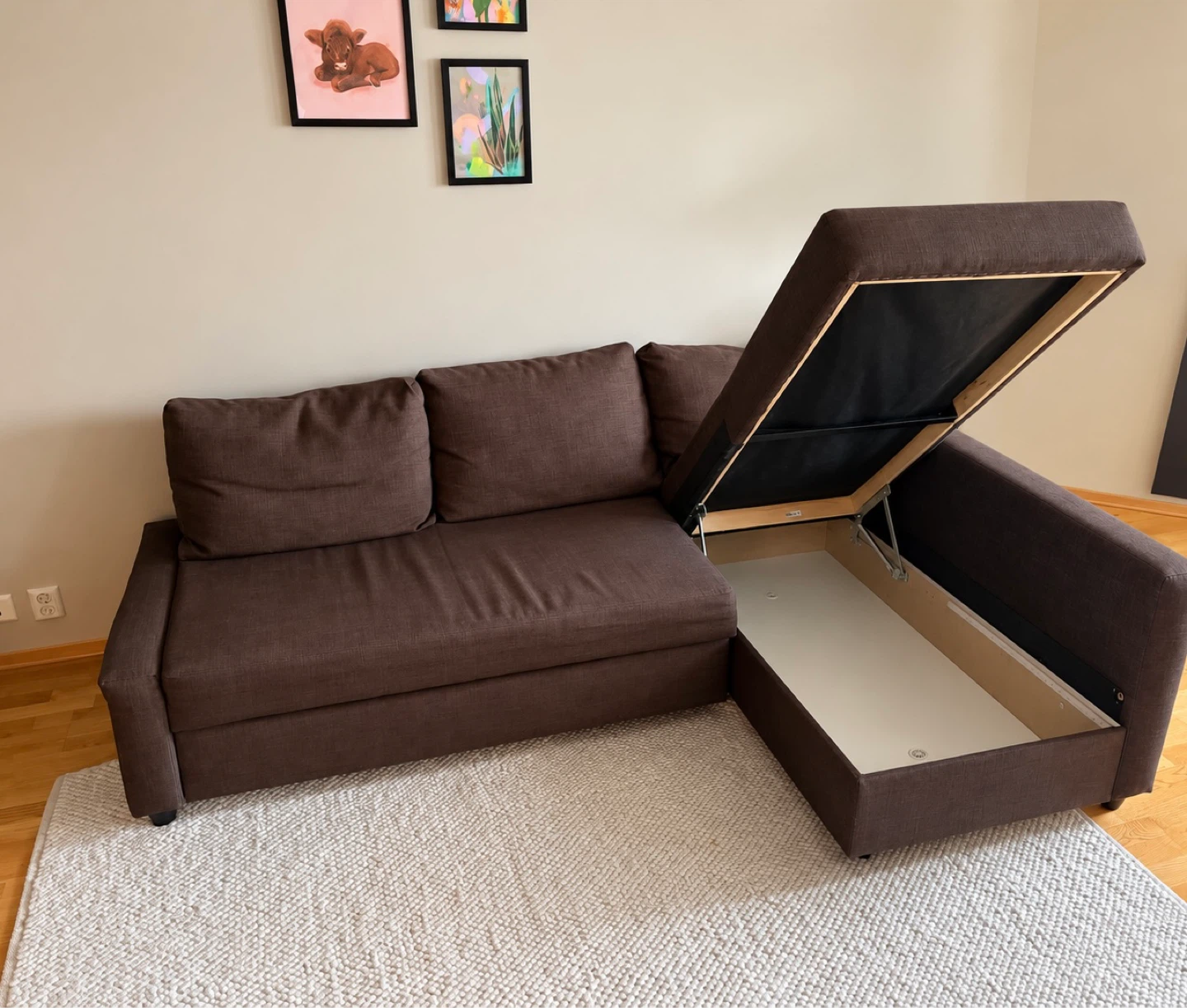 Free delivery  Brown Sectional Sofa Bed with Storage - photo 2