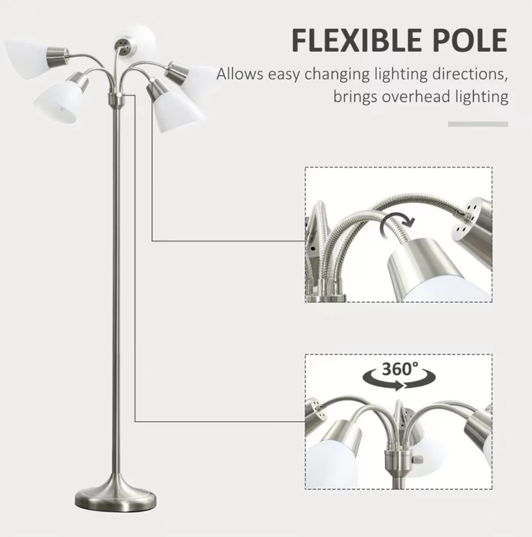 Modern Tree Floor Lamp with 5 Flexible Shades
