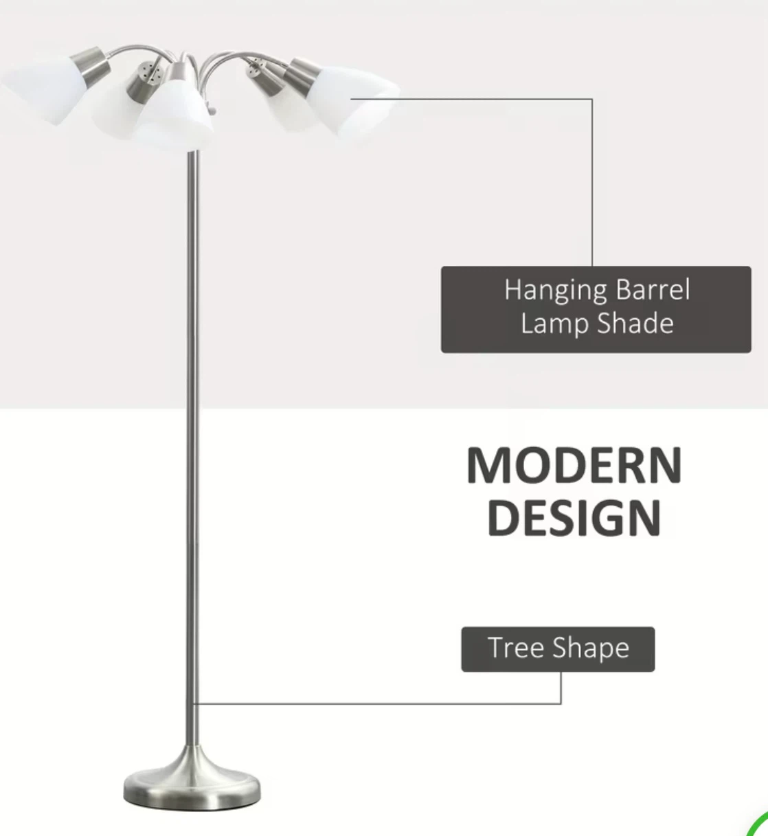 Modern Tree Floor Lamp with 5 Flexible Shades - photo 3
