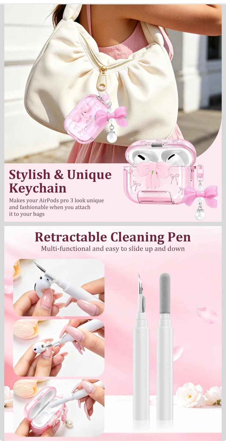 Clear Pink AirPods Pro 3 Case with Keychain - photo 4