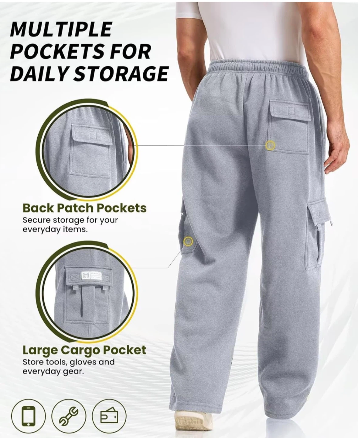 Relaxed Wide-Leg Cargo Sweatpants - photo 4