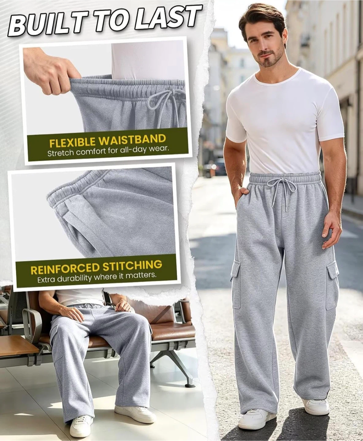 Relaxed Wide-Leg Cargo Sweatpants - photo 5