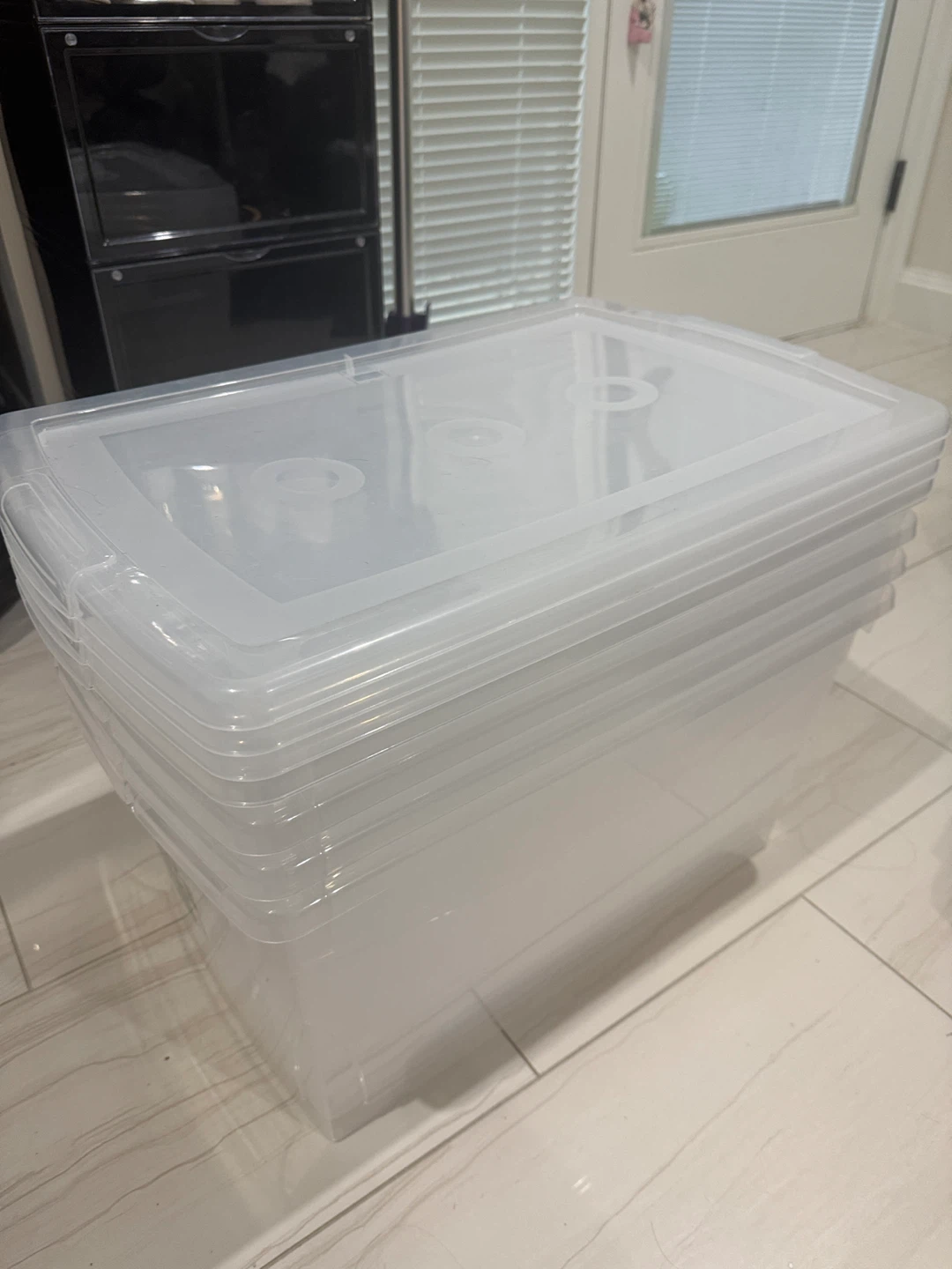 Set of 4 Clear Plastic Storage Bins