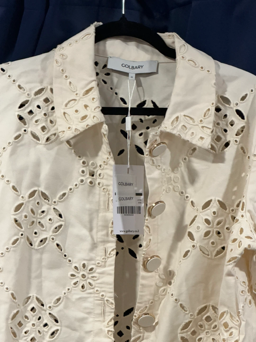Golbary Eyelet Blazer in White Size 42 NWT - photo 2