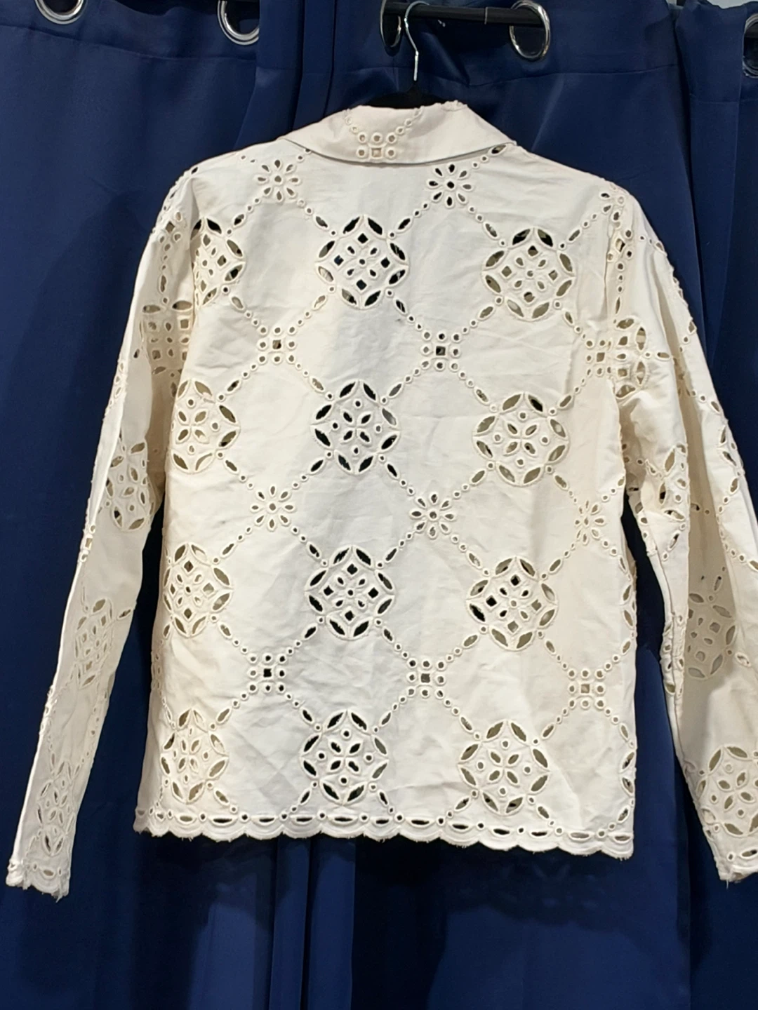 Golbary Eyelet Blazer in White Size 42 NWT - photo 3