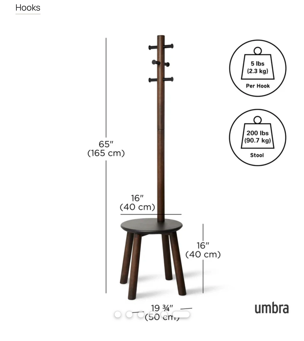 UMBRA Pillar Stool and Coat Rack - photo 4