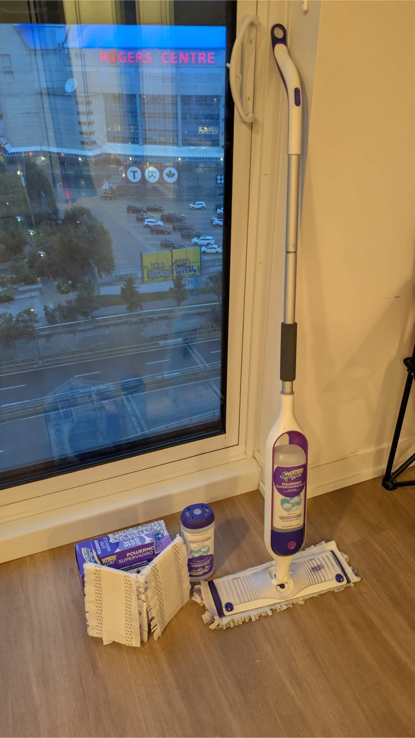 Swiffer PowerMop Kit (with 2 New Pads + 1 New Solution Bottle)