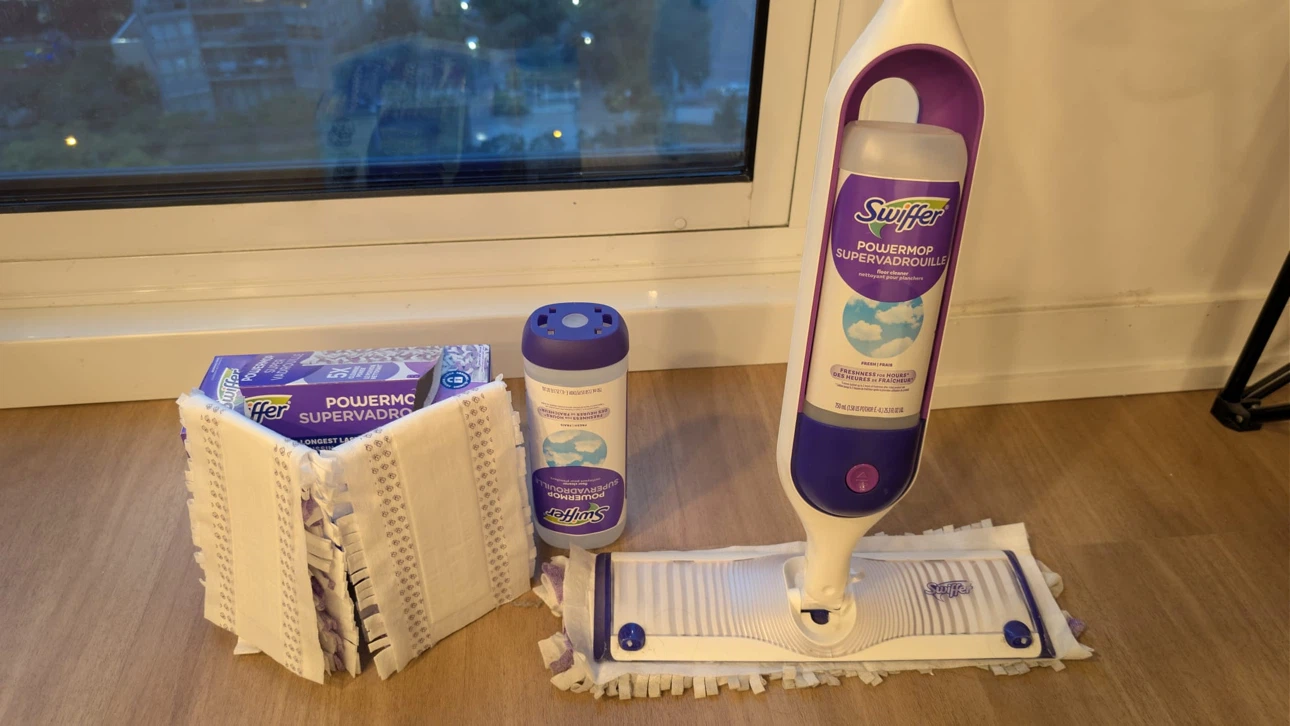 Swiffer PowerMop Kit (with 2 New Pads + 1 New Solution Bottle) - photo 2