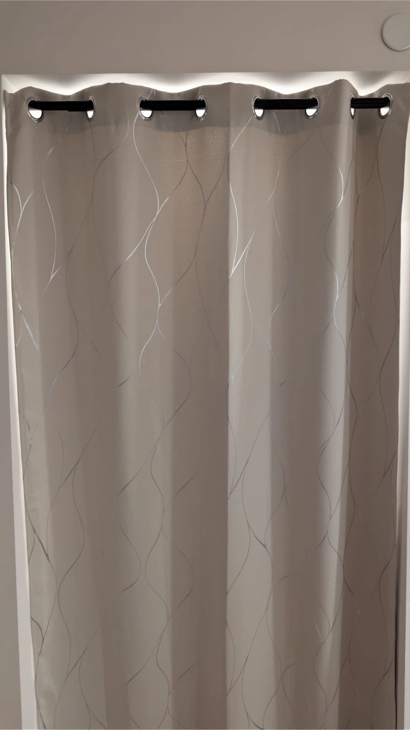 Blackout Curtains with Silver Wave Foil Print – Set of 2