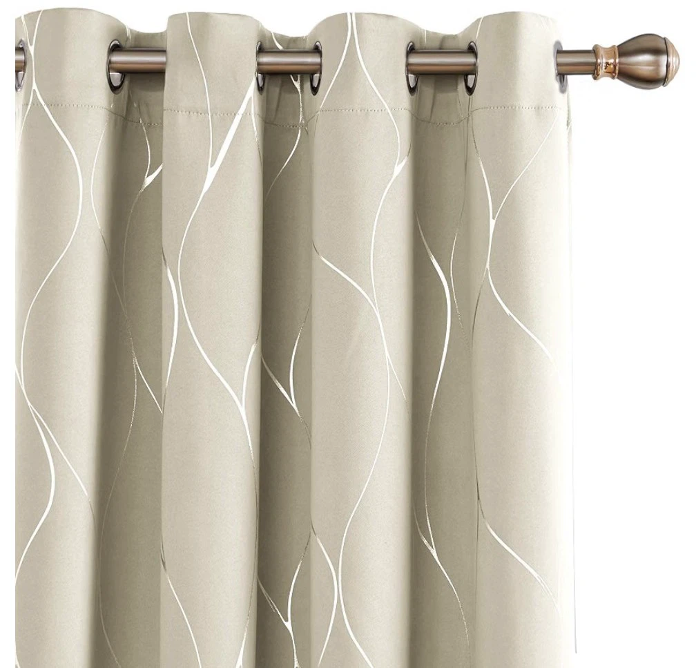 Blackout Curtains with Silver Wave Foil Print – Set of 2 - photo 3
