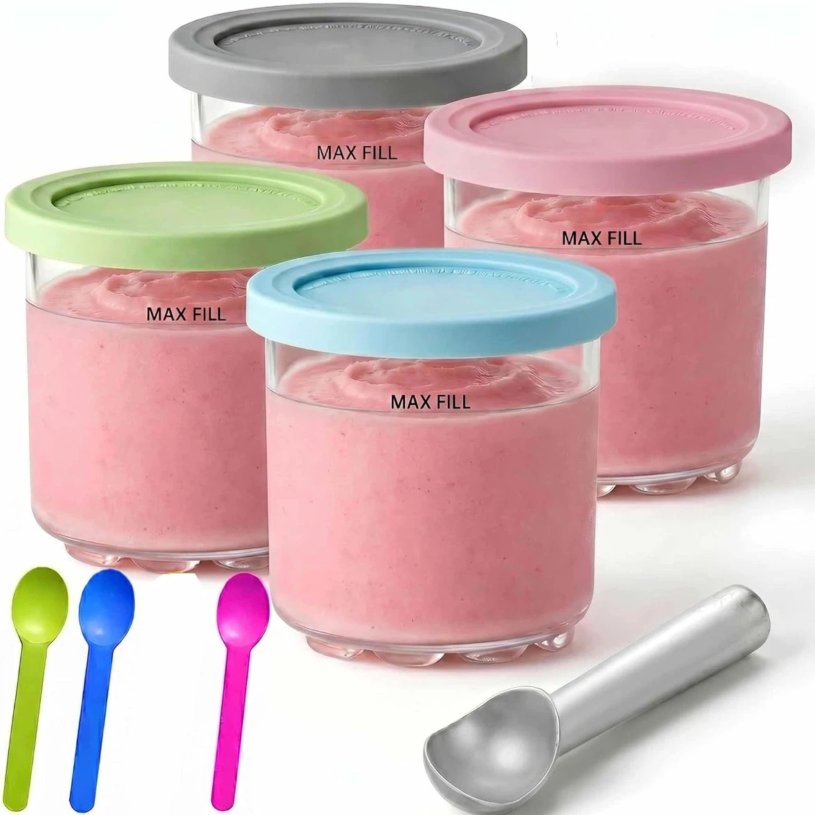 Brand New 4 Pack 16oz Food & Ice Cream Reusable Tubs