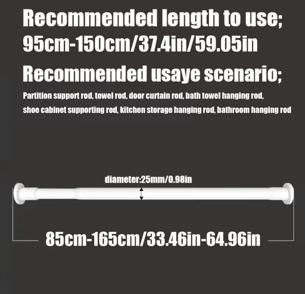 No - Drill Black Telescopic Tension Rod - photo 4