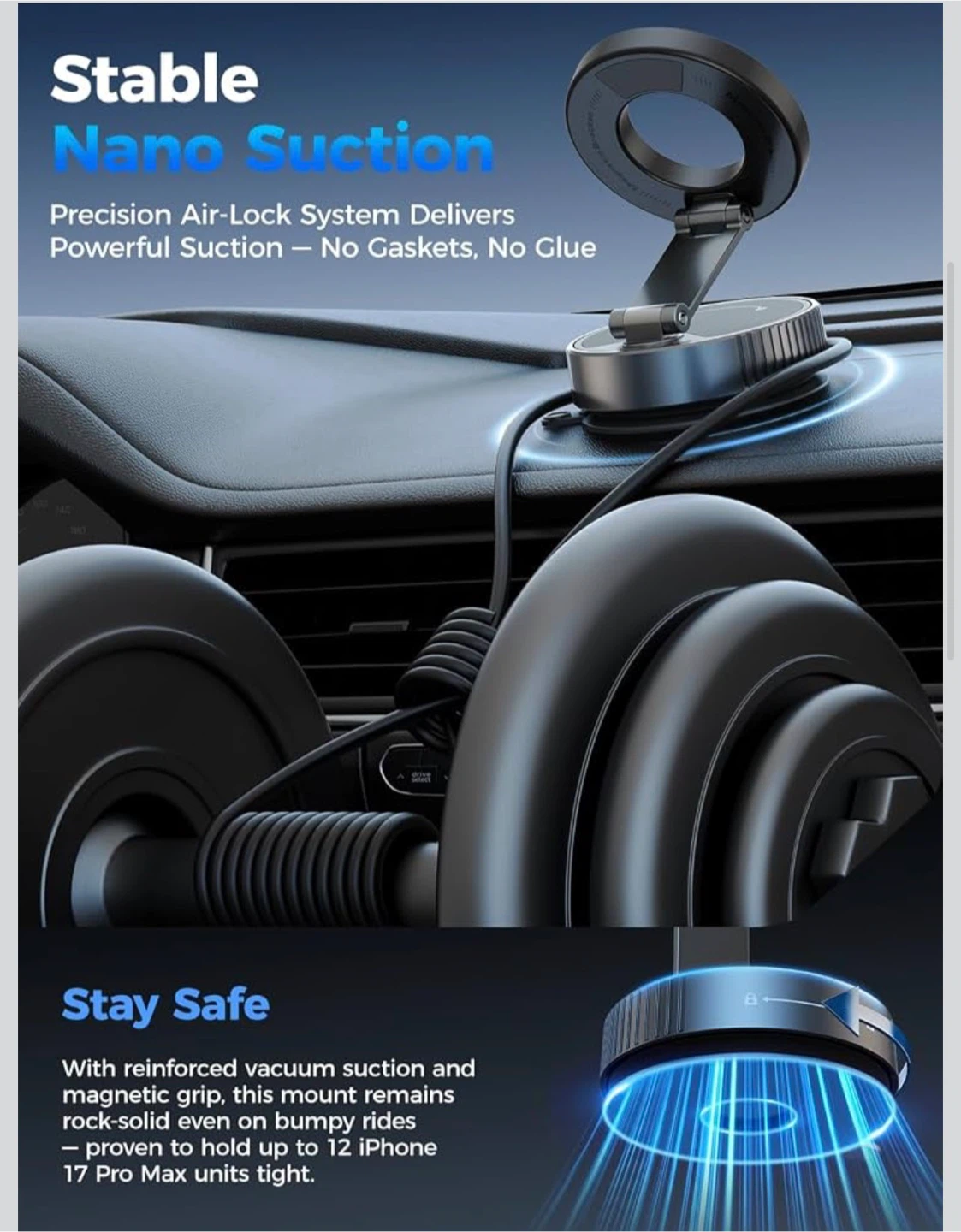 Magnetic Car Phone Mount with Nano Suction - photo 2