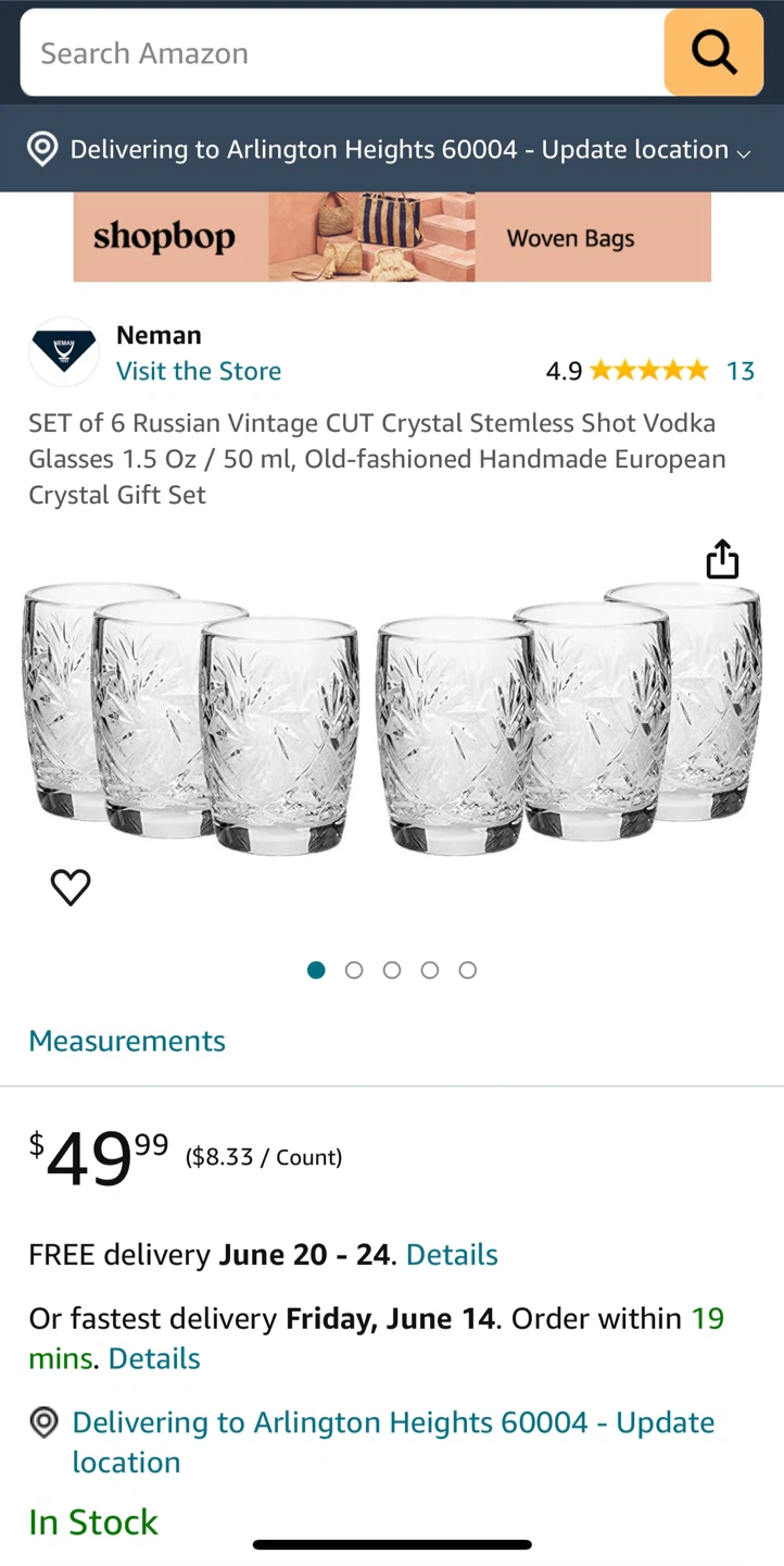 Neman Russian Vintage Cut Crystal Shot Glass Set