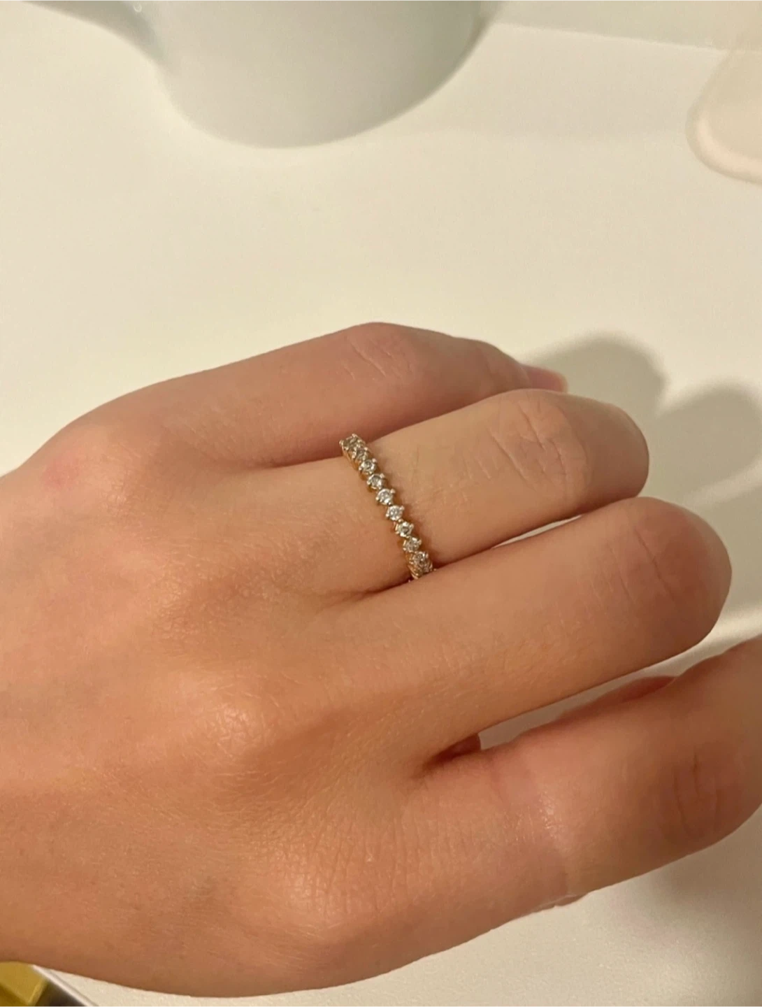 14k Gold Plated Eternity Ring 925 Sterling Silver - photo 2