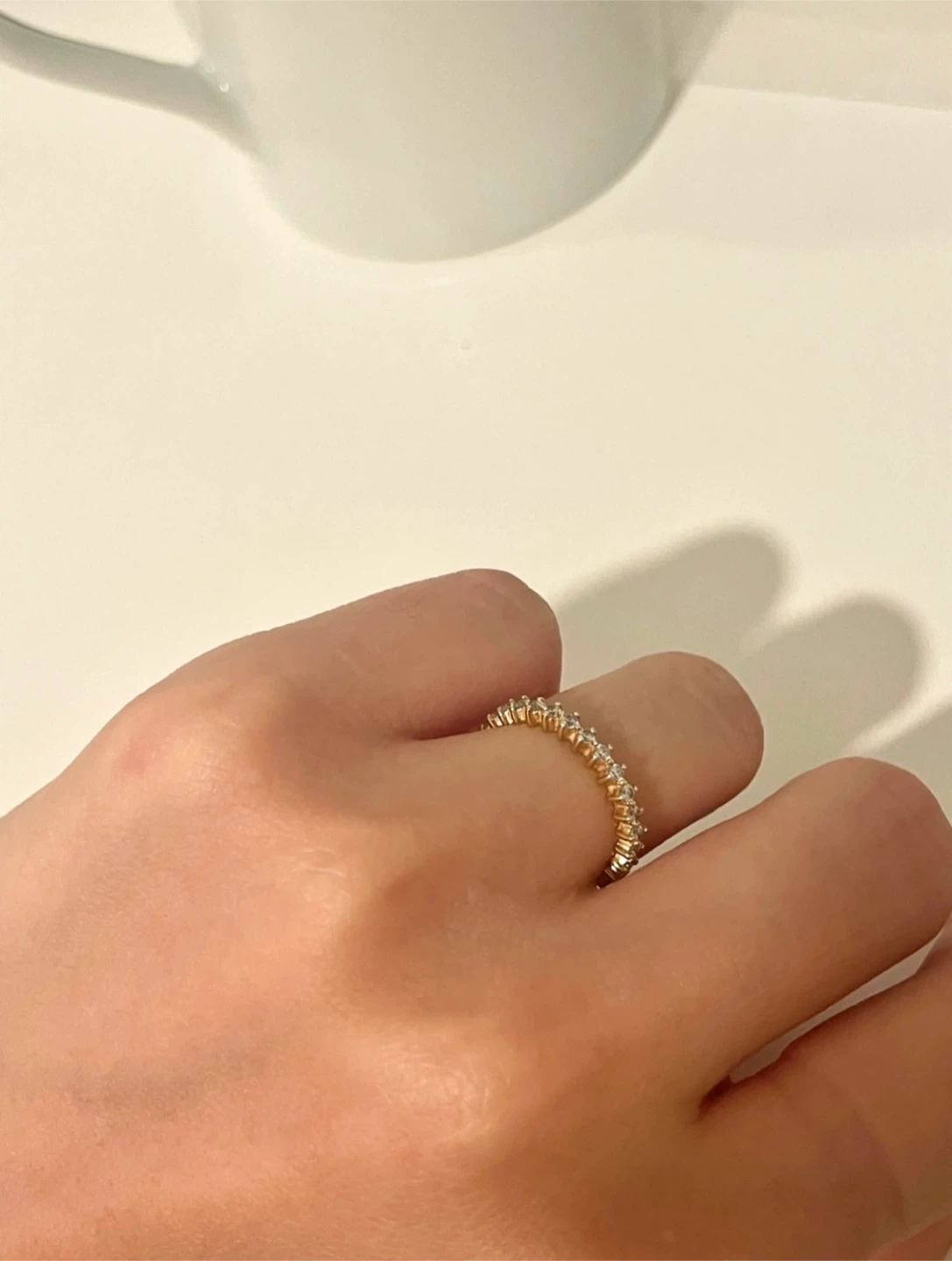 14k Gold Plated Eternity Ring 925 Sterling Silver - photo 3