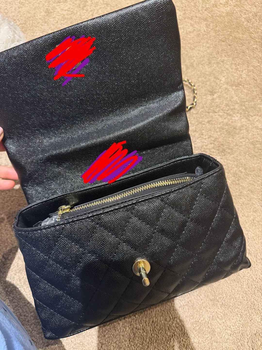 Black Quilted Handbag with Chain Strap