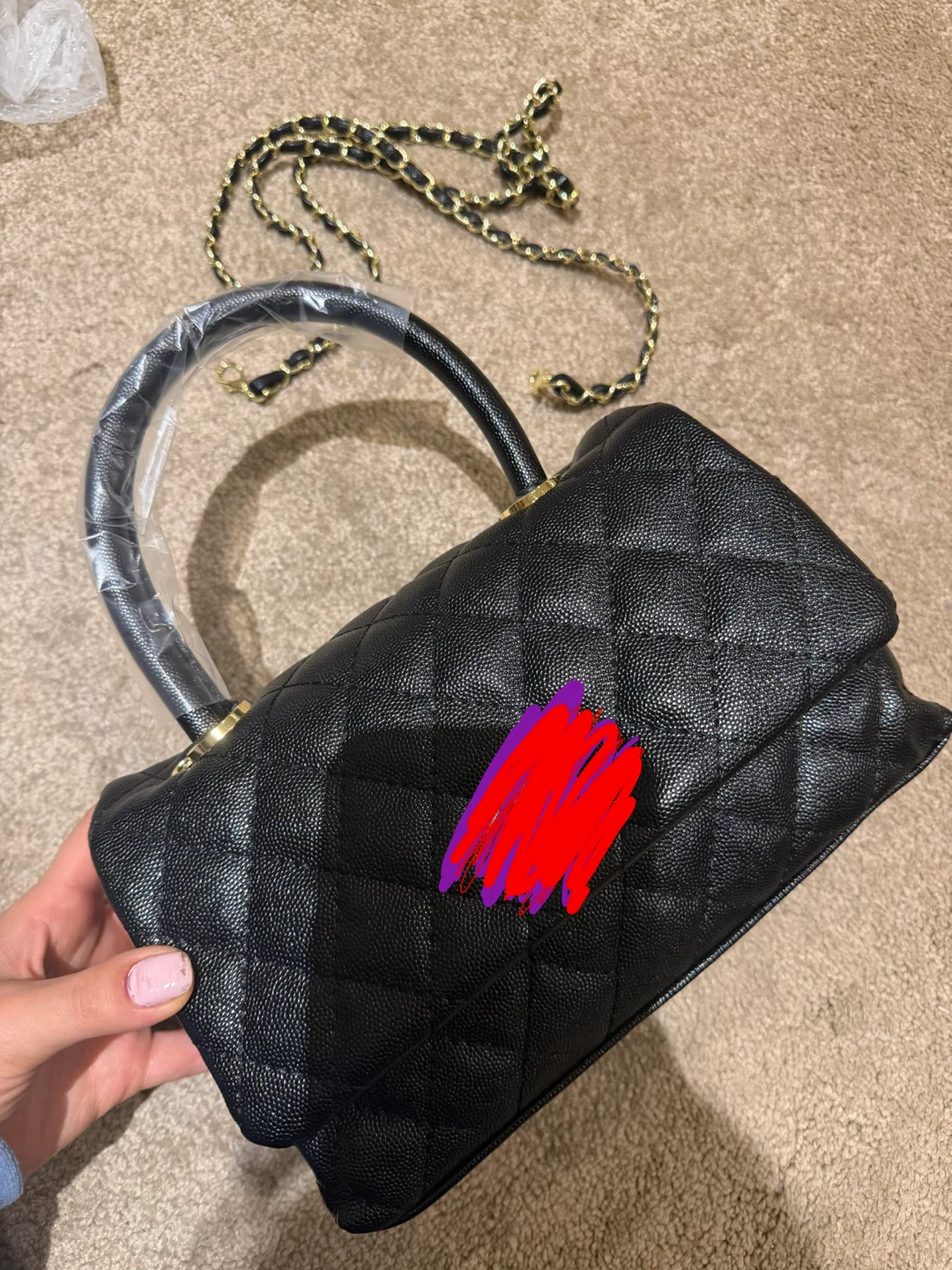 Black Quilted Handbag with Chain Strap - photo 2