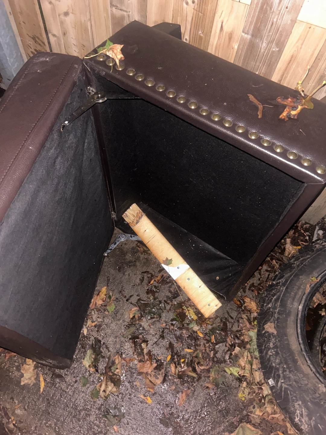 Brown Leather Storage Ottoman - photo 2