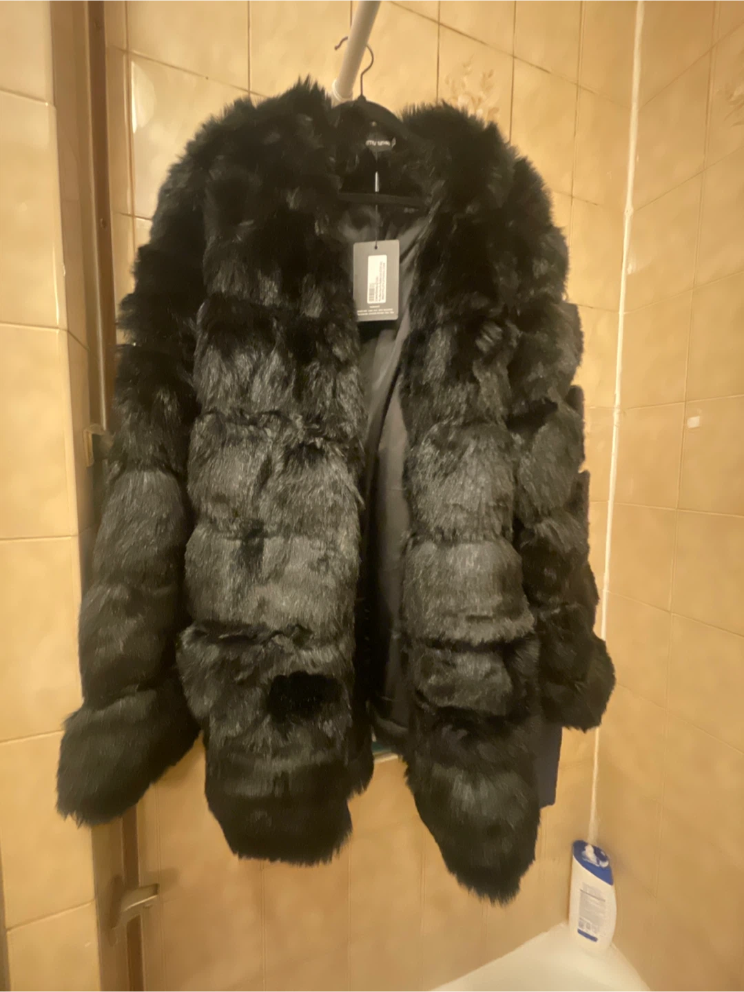 PrettyLittleThing Faux Fur Bubble Coat Black